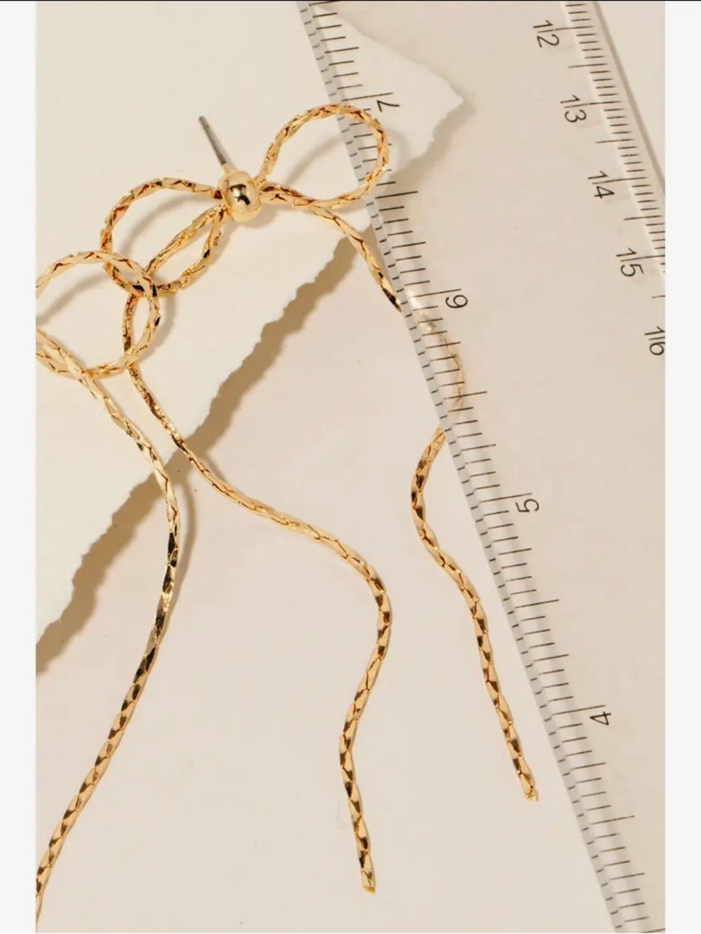 Gold Bow Drop Earrings - Picture 2 of 2
